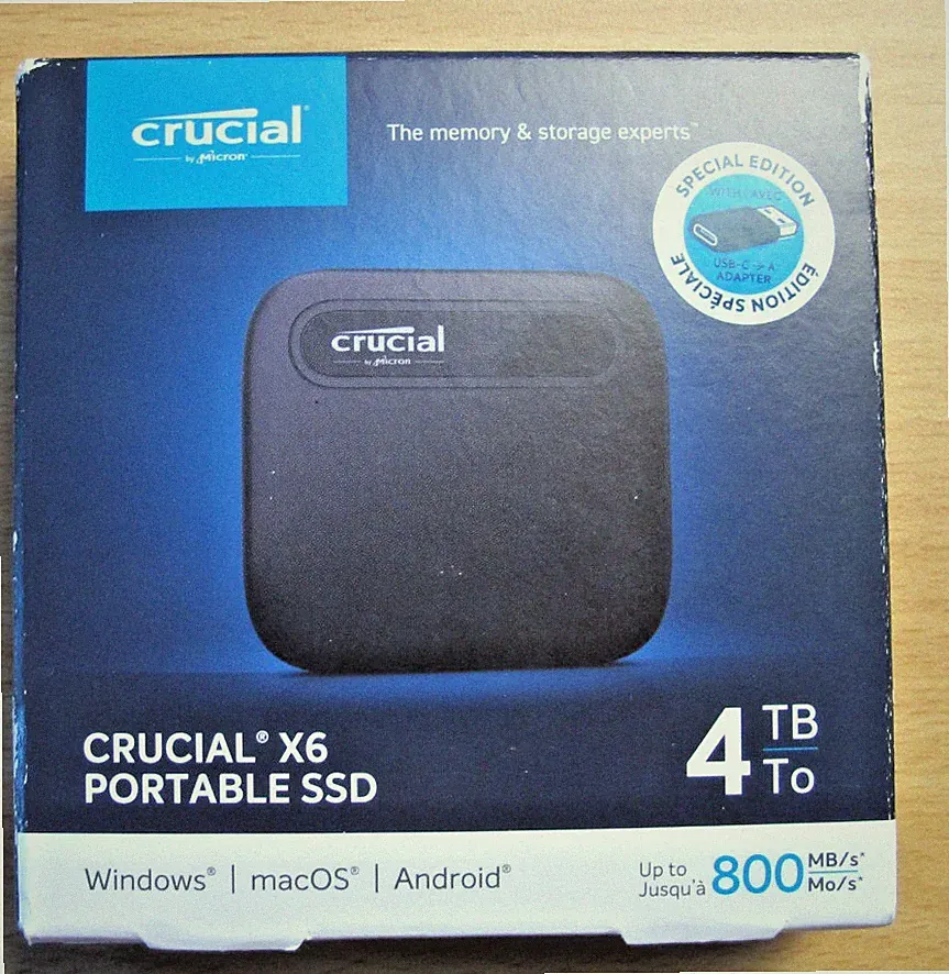 Crucial X6 4 TB Portable Solid State Drive Internal SSD 800MB/s
